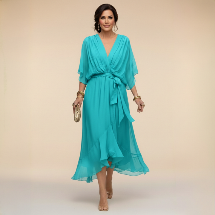Lara™ | Chiffon Dress With V-neck