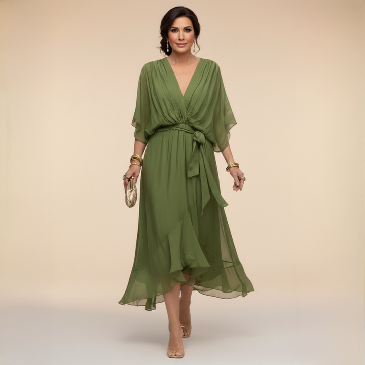 Lara™ | Chiffon Dress With V-neck