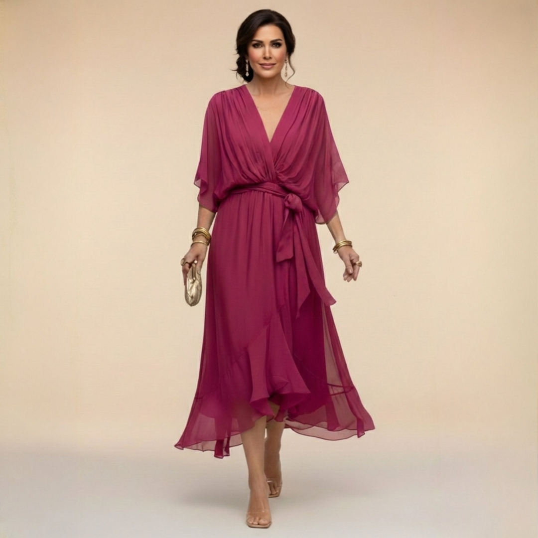 Lara™ | Chiffon Dress With V-neck