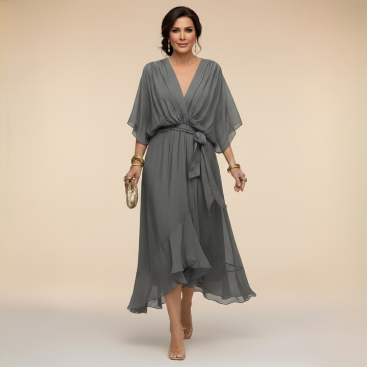 Lara™ | Chiffon Dress With V-neck