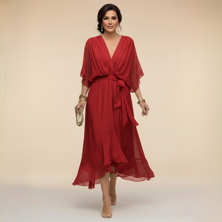 Lara™ | Chiffon Dress With V-neck