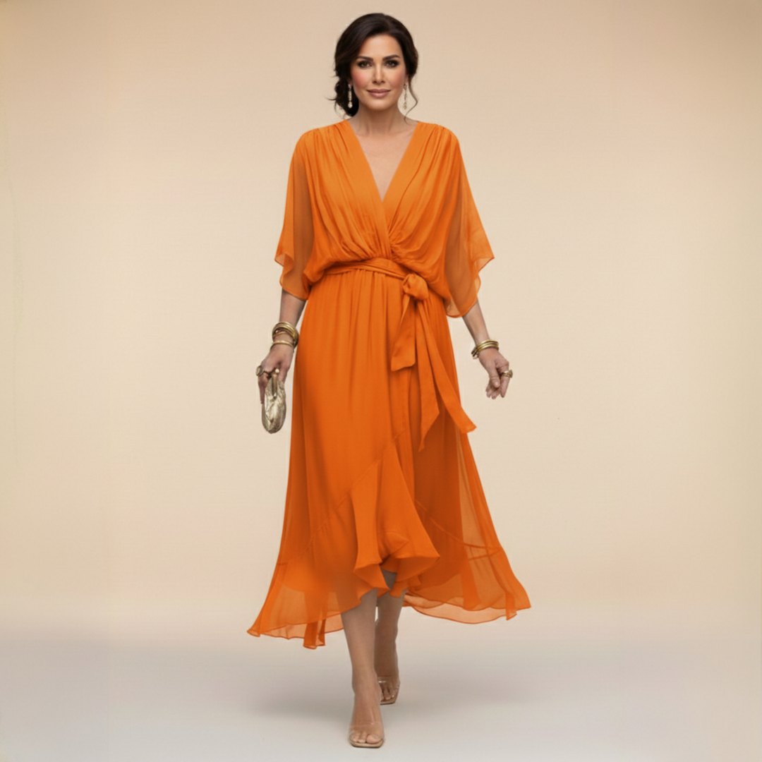 Lara™ | Chiffon Dress With V-neck
